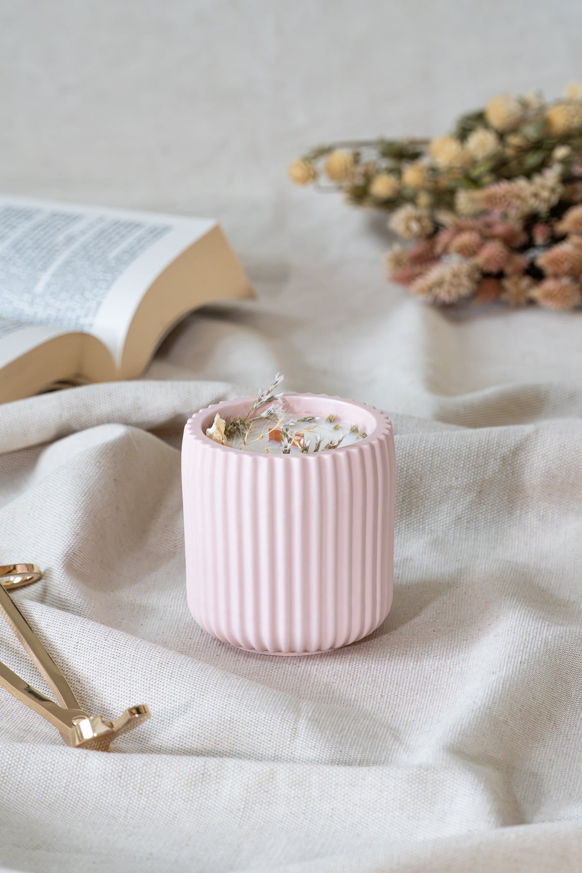 Bougie fleurie - Fleur de coton