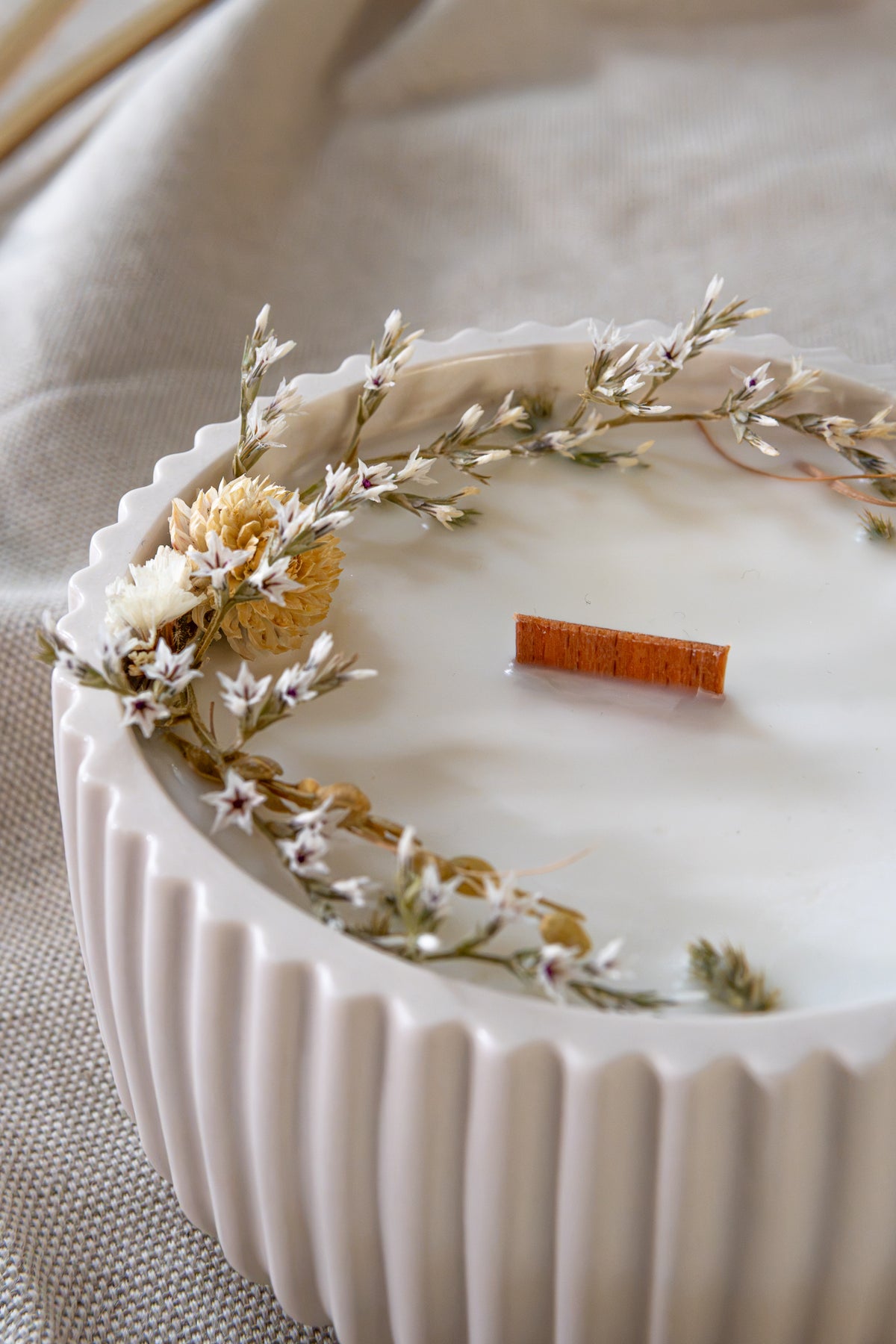 Bougie fleurie - Fleur de coton